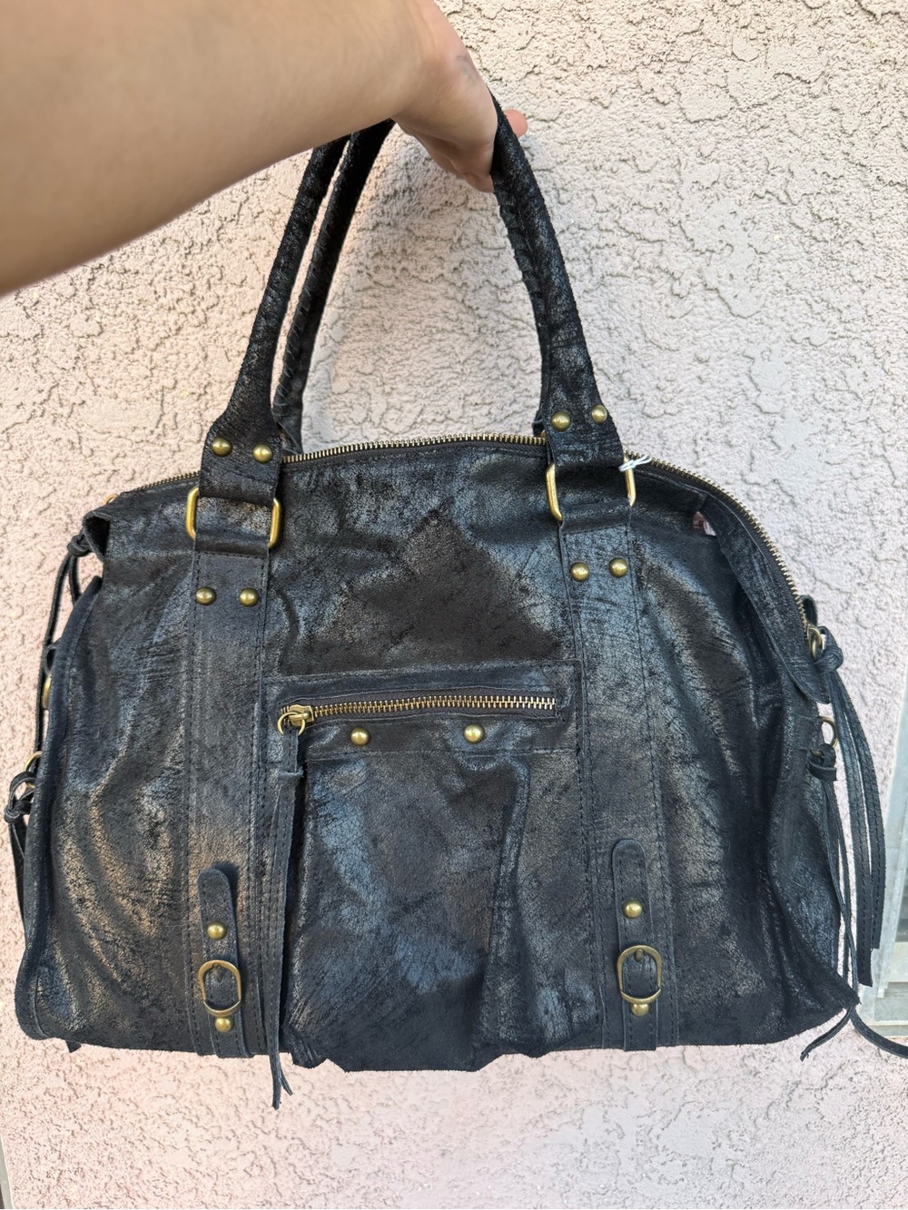 Free People Emerson/ barone firenze inspired 
Black suede shoulder tote